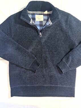 Weatherproof Vintage Mens M Chenille Quarter Zip Sweater Dark Navy Pullover